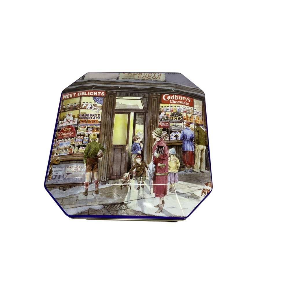Cadbury Vintage Style Octagonal Cookie‎ Tin Sweet Shop Illustration Purple 700g